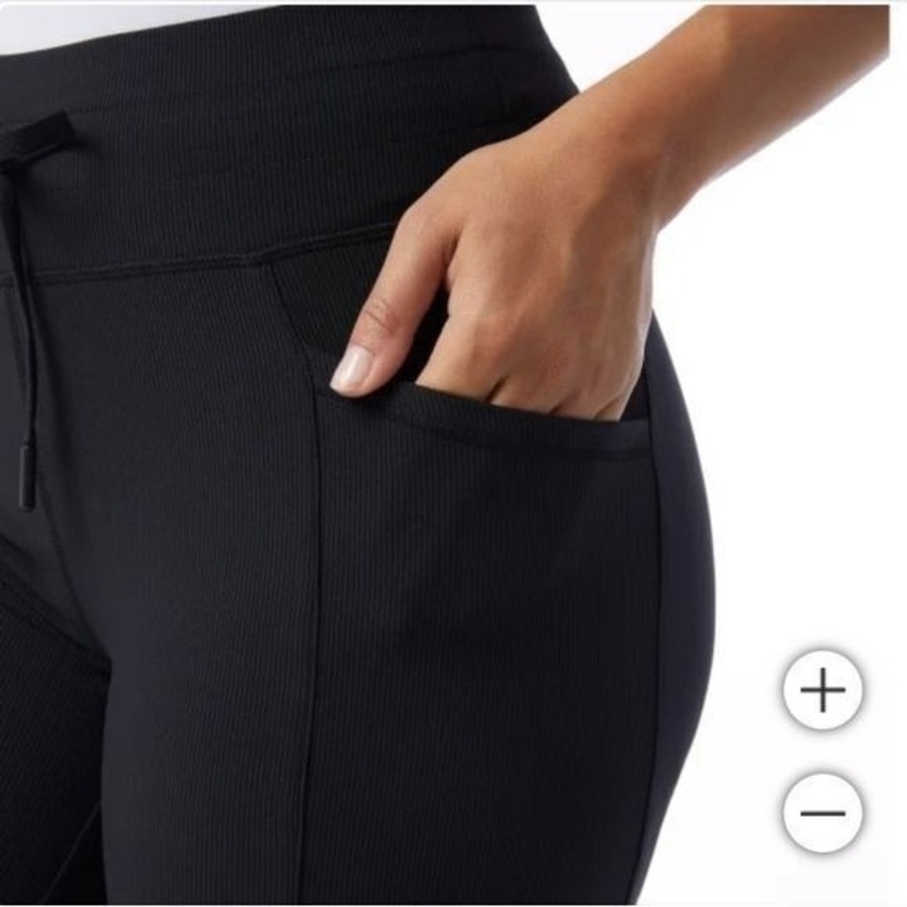32 Degree Ladies Small Mini Rib Flare Pants Black Side Pockets Black New! - Picture 3 of 4